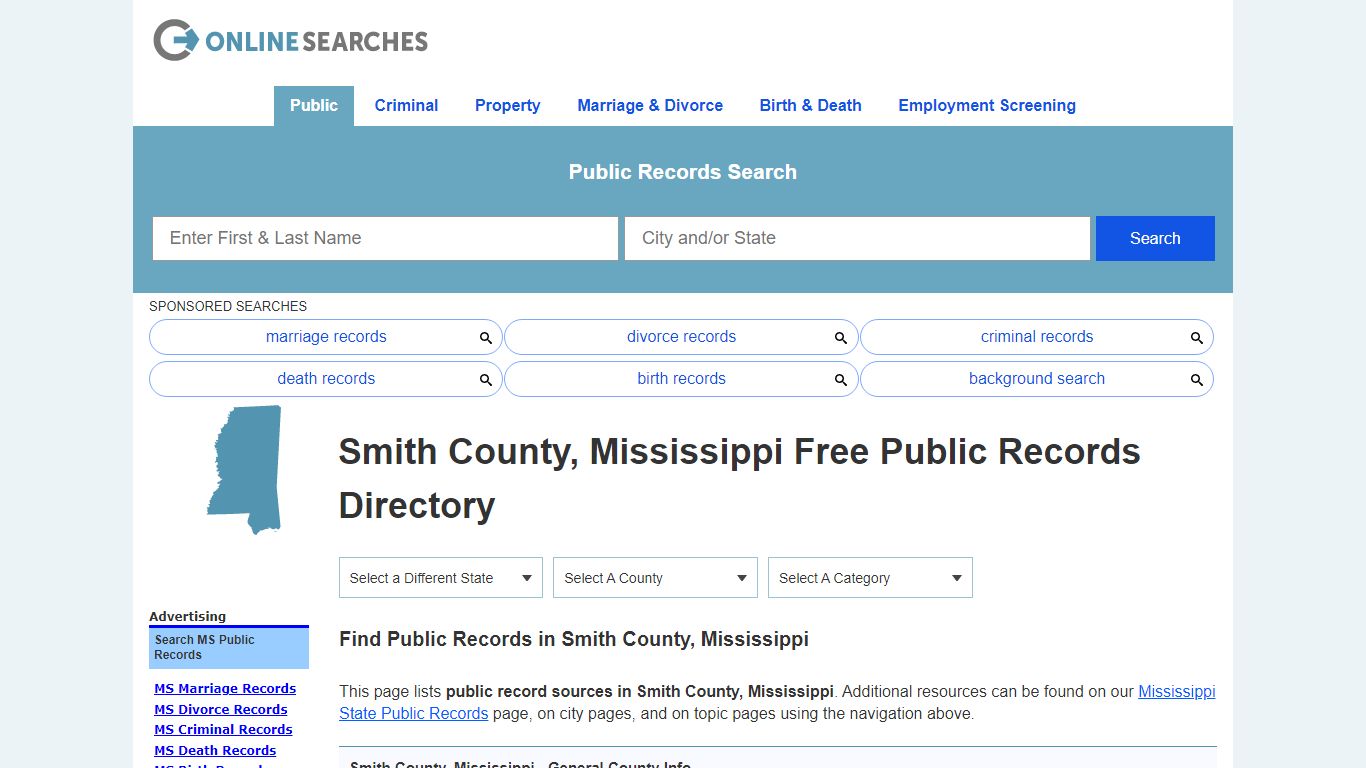 Smith County, Mississippi Public Records Directory