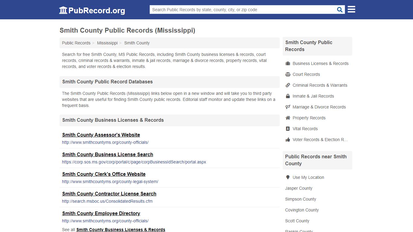 Free Smith County Public Records (Mississippi Public Records)