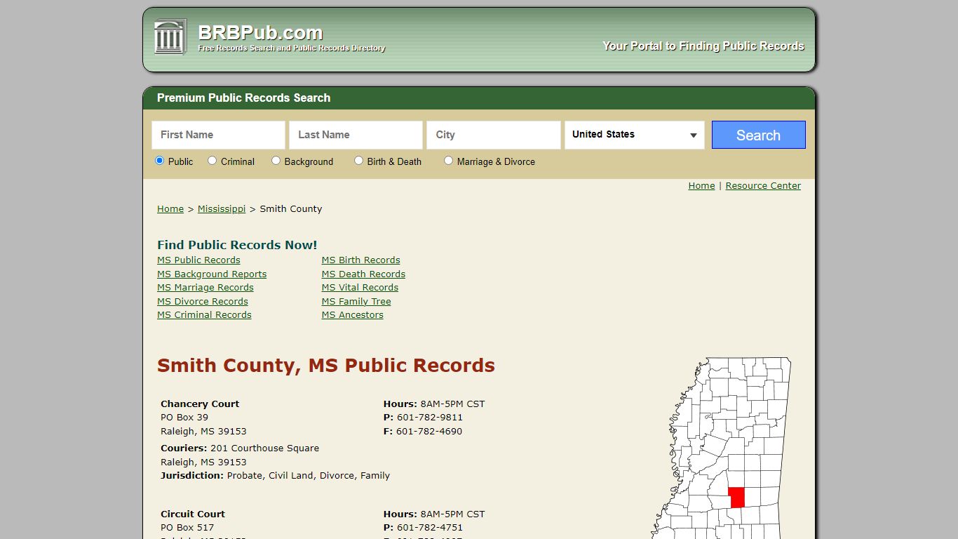 Smith County Public Records | Search Mississippi Government Databases