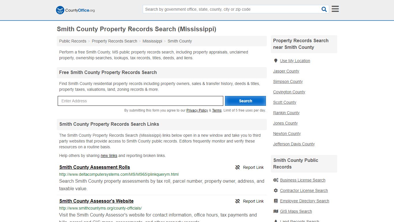 Smith County Property Records Search (Mississippi) - County Office