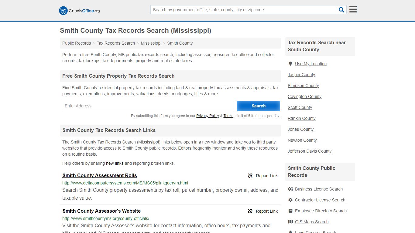 Smith County Tax Records Search (Mississippi) - County Office